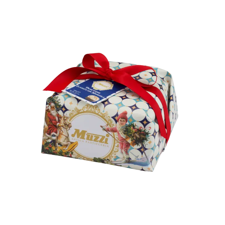 Muzzi Panettone Glassato con Mandorle Incarto Ghirlanda