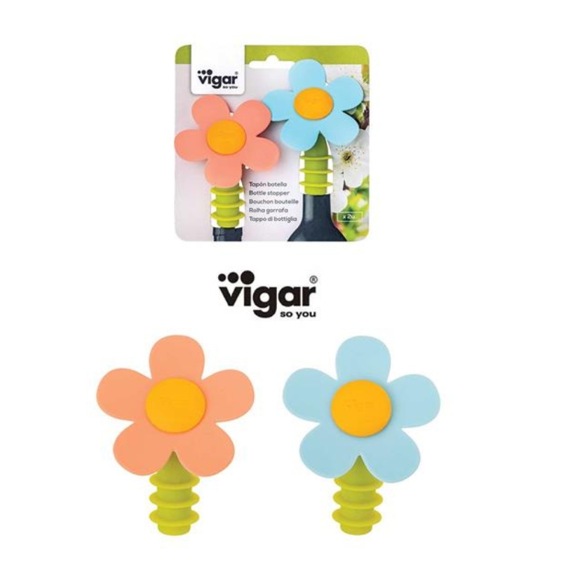 MaiUguali Vigar Set 2 Tappi Flower Power per Bottiglia - immagine 4