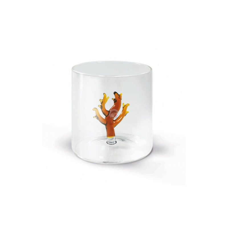WD Bicchiere in Vetro Borosilicato con Soggetto - Corallo