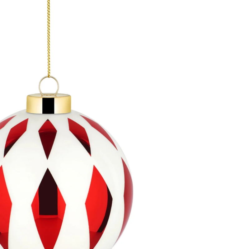 palla di natale Alessi colori bianco e rosso in vetro soffiato novità 2025