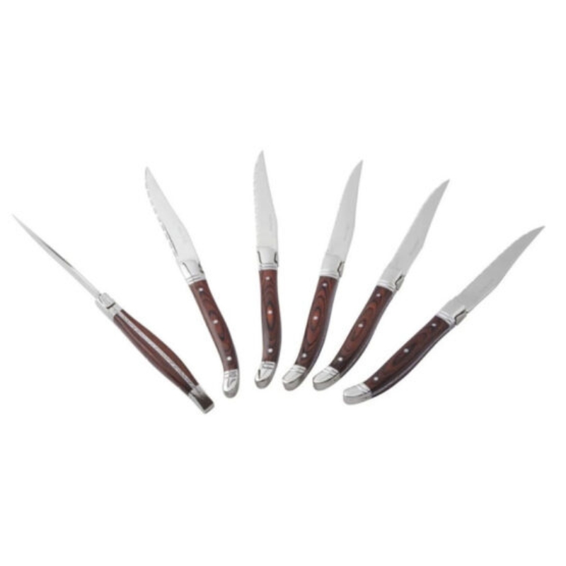 Arthur Krupp Set 6 Coltelli da Bistecca con Manico in Pakkawood