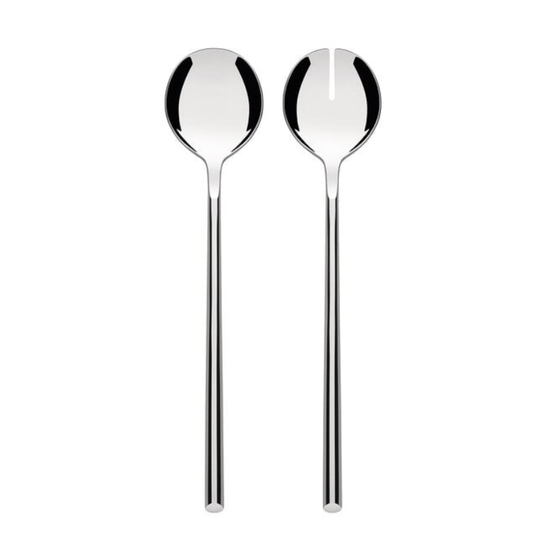 set di due posate per insalata in acciaio lucido di design