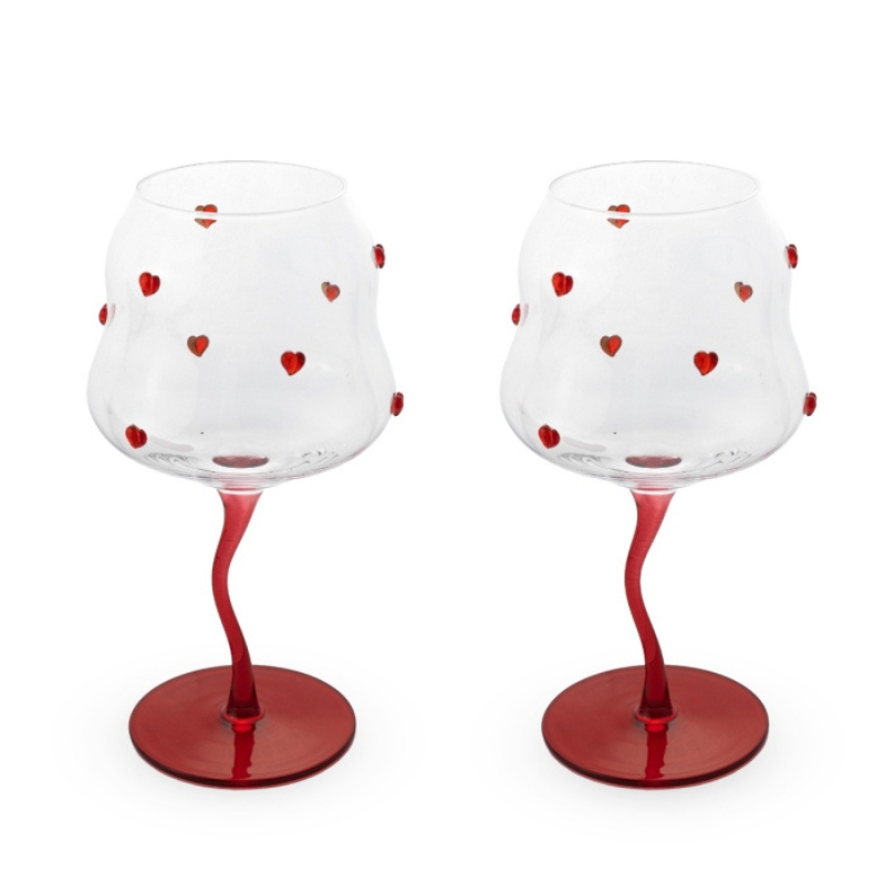 WD Lifestyle Set 2 Calici in Vetro Cuori