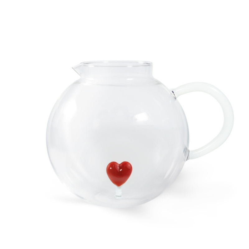 WD Lifestyle Brocca in Vetro Borosilicato Cuore Rosso