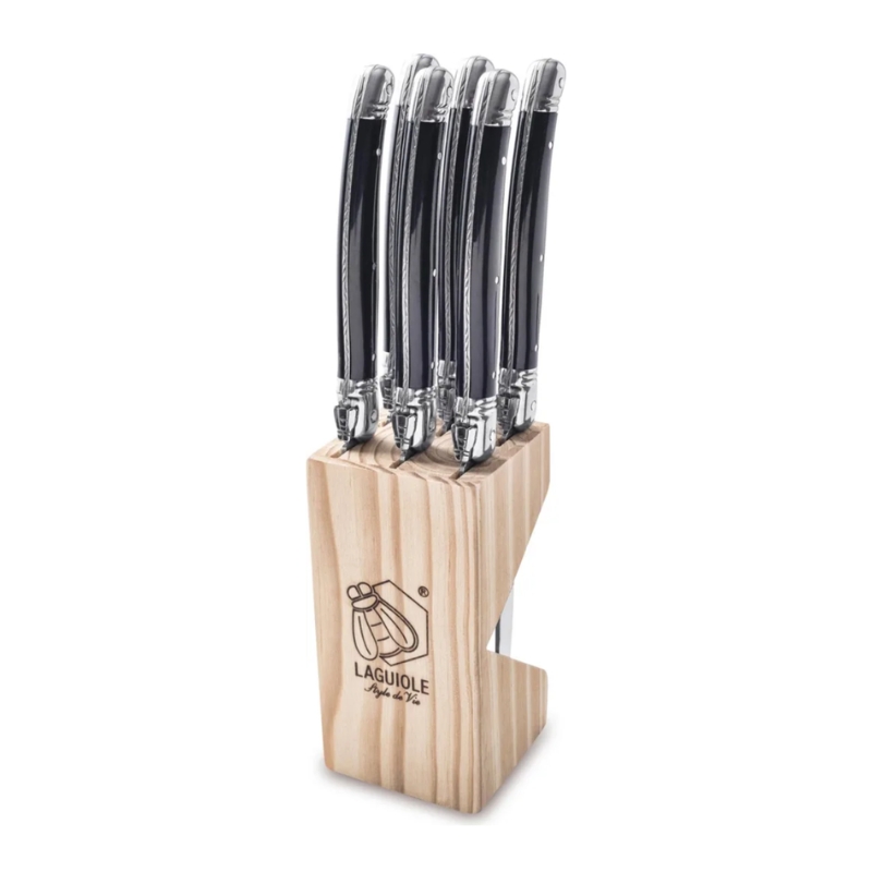 Schonhuber Laguiole Set 6 Coltelli da Bistecca con Ceppo Premium Line