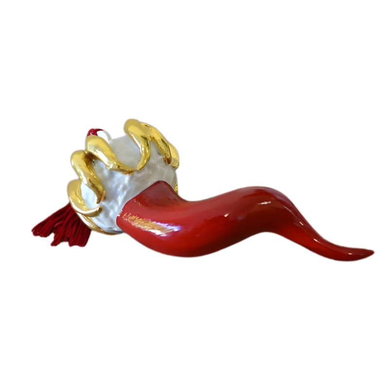 Sbordone Porcellane Corno Rosso con Peperoncini Oro