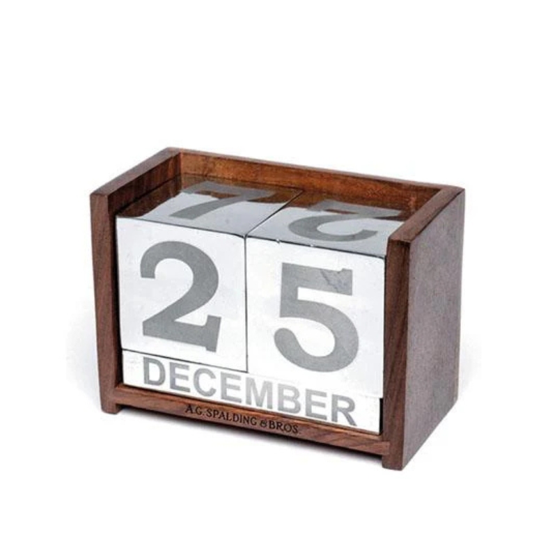 Spalding & Bros Calendario Perpetuo in Legno e Alluminio