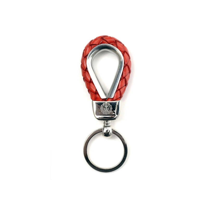 Spalding & Bros Portachiavi in Pelle e Acciaio Marine
