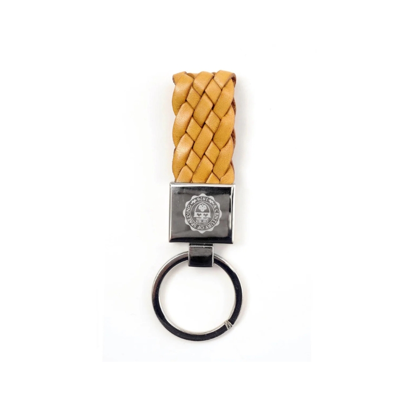 Spalding & Bros Portachiavi in Pelle e Acciaio Braid