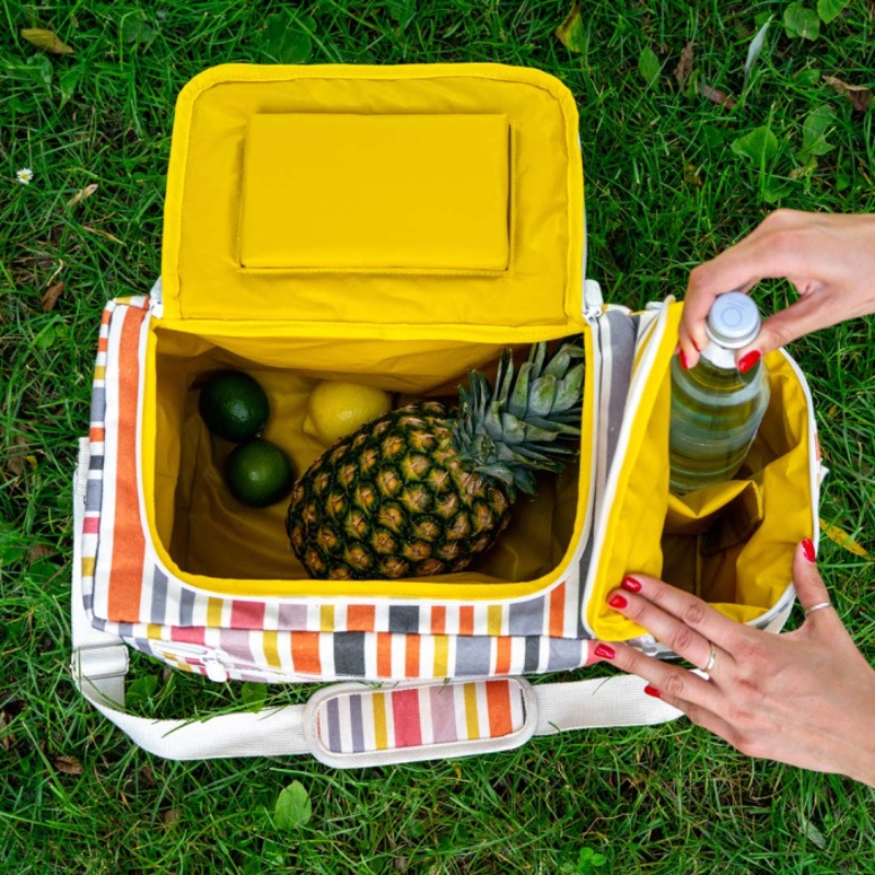 WD Lifestyle Borsa Termica a Righe con Tasca per Bottiglie - immagine 2