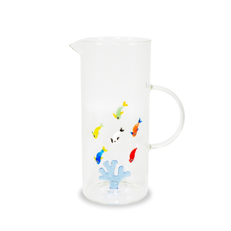 WD Lifestyle Caraffa in Vetro Corallo e Pesci