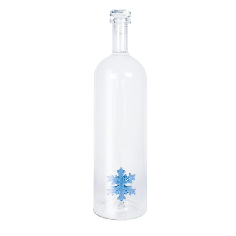 Wd Lifestyle Bottiglia in Vetro con decoro Fiocco di Neve